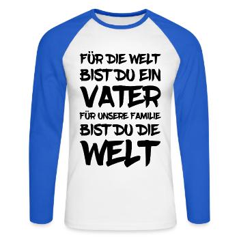 Bester Vater - Unisex Baseballshirt langarm - Weiß/Royalblau - Vorne - Nik (191cm)