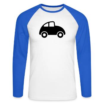 Voiture - T-shirt baseball manches longues Homme - blanc/bleu royal - Devant - Nik (191cm)