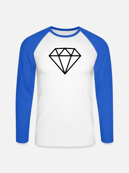 Diamant - Unisex Baseballshirt langarm - Weiß/Royalblau
