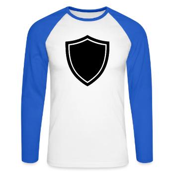 Schild-Symbol-Logo-Form-Sicherheit - Unisex Baseballshirt langarm - Weiß/Royalblau - Vorne - Nik (191cm)