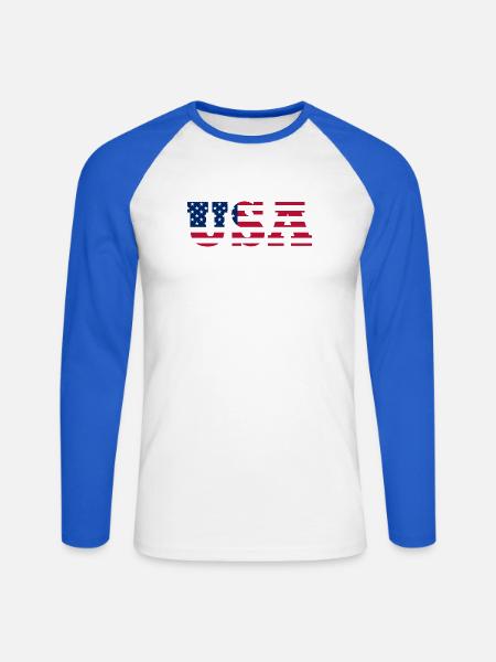 Stars & Stripes Lettermark USA - Unisex Long Sleeve Baseball T-Shirt - white/royal blue