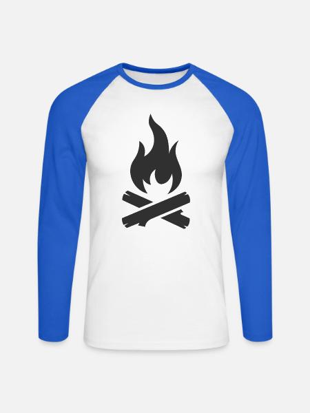 Campfire logo symbol - Unisex Long Sleeve Baseball T-Shirt - white/royal blue