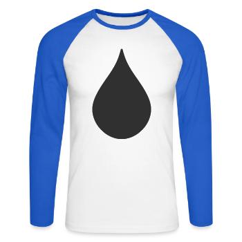 Logo-Symbol für Tropfenform - Unisex Baseballshirt langarm - Weiß/Royalblau - Vorne - Nik (191cm)