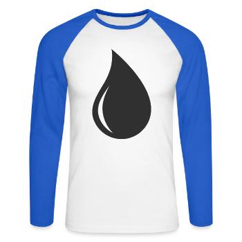 Logo-Symbol für Tropfenform - Unisex Baseballshirt langarm - Weiß/Royalblau - Vorne - Nik (191cm)