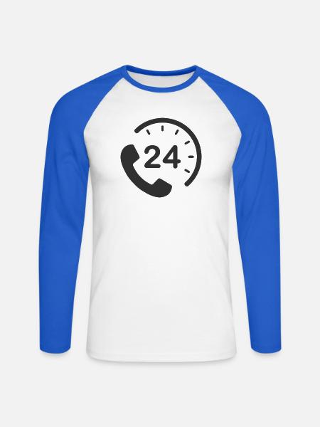 24/7 h Service - Unisex Long Sleeve Baseball T-Shirt - white/royal blue