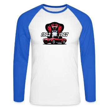 Die rote Schlange - Unisex Baseballshirt langarm - Weiß/Royalblau - Vorne - Nik (191cm)