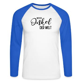 Bester Onkel der Welt - Unisex Baseballshirt langarm - Weiß/Royalblau - Vorne - Nik (191cm)