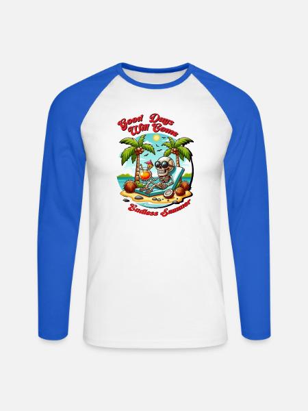 Summer good days - Unisex Long Sleeve Baseball T-Shirt - white/royal blue