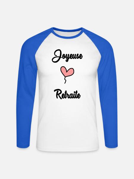 RETIREMENT. RETIREMENT. RETIRED - Unisex Long Sleeve Baseball T-Shirt - white/royal blue