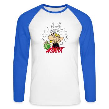 Asterix & Obelix - Asterix With Elixir - Unisex Long Sleeve Baseball T-Shirt - white/royal blue - Front - Nik (191cm)