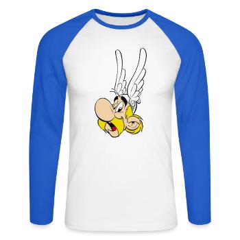 Asterix & Obelix Portrait Astérix  - T-shirt baseball manches longues Homme - blanc/bleu royal - Devant - Nik (191cm)