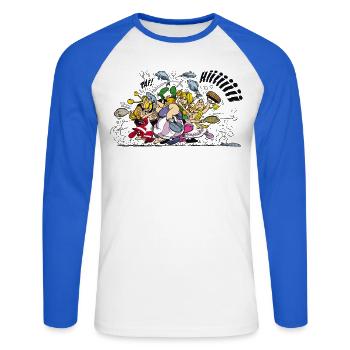Asterix & Obelix Begarre Gauloise - T-shirt baseball manches longues Homme - blanc/bleu royal - Devant - Nik (191cm)