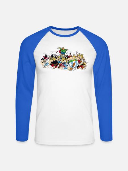 Astérix - Attaque! - T-shirt baseball manches longues Homme - blanc/bleu royal