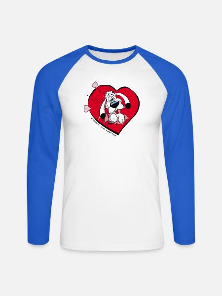 Asterix & Obelix - Idefix Mit Herz - Unisex Baseballshirt langarm - Weiß/Royalblau