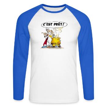Asterix & Obelix - Miraculix Potion Magique Potion - T-shirt baseball manches longues Homme - blanc/bleu royal - Devant - Nik (191cm)