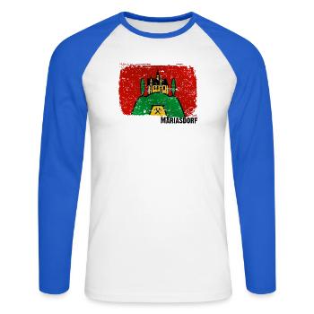 le bourg de Mariasdorf dans le sud du Burgenland - T-shirt baseball manches longues Homme - blanc/bleu royal - Devant - Nik (191cm)