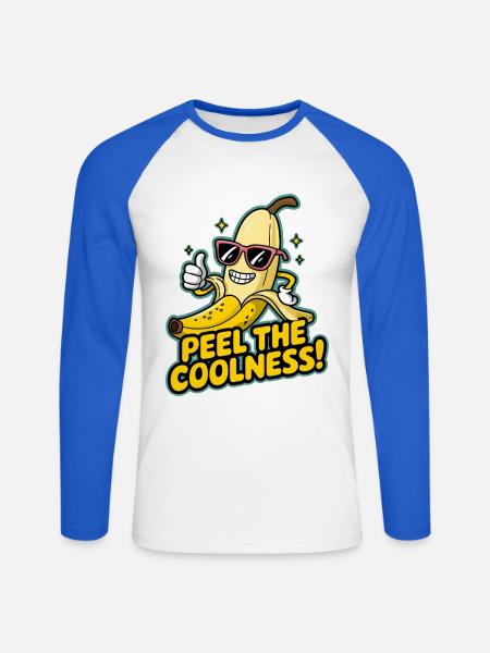 Pelez la fraîcheur ! - T-shirt baseball manches longues Homme - blanc/bleu royal