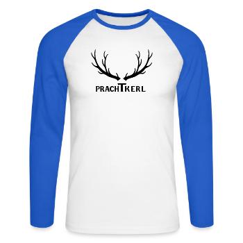Prachtkerl Hirschgeweih Geschenk - Idee - Unisex Baseballshirt langarm - Weiß/Royalblau - Vorne - Nik (191cm)