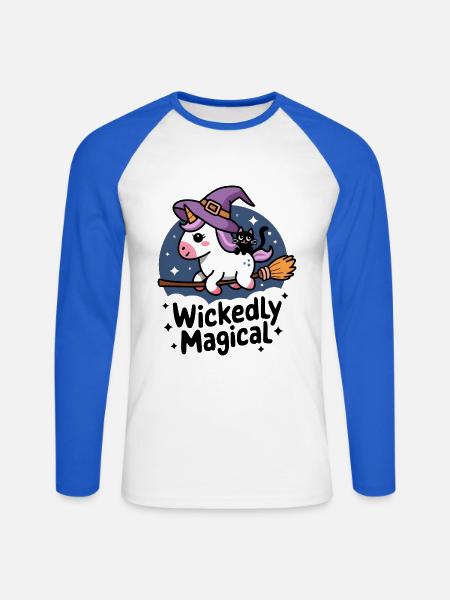 Wickedly Magical - Unisex Long Sleeve Baseball T-Shirt - white/royal blue