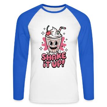 Shake It Up - Unisex Long Sleeve Baseball T-Shirt - white/royal blue - Front - Nik (191cm)