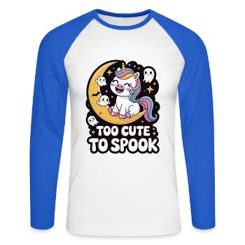 Trop mignon pour effrayer - T-shirt baseball manches longues Homme - blanc/bleu royal - Devant - Nik (191cm)