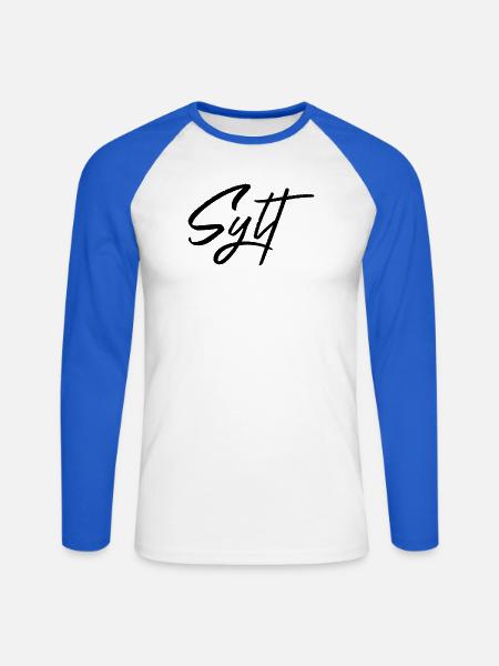 Sylt - Unisex Baseballshirt langarm - Weiß/Royalblau