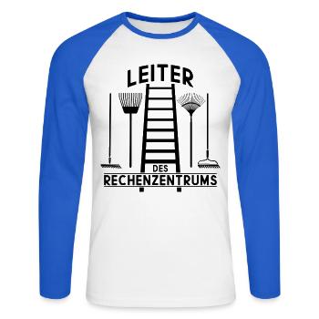 LEITER DES RECHENZENTRUMS - Unisex Baseballshirt langarm - Weiß/Royalblau - Vorne - Nik (191cm)
