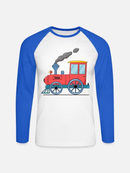 Children's train railway pink - Unisex Long Sleeve Baseball T-Shirt - white/royal blue