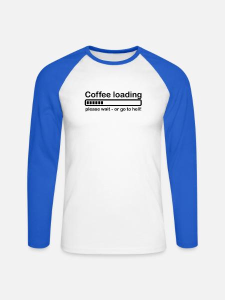 Coffee loading - Unisex Long Sleeve Baseball T-Shirt - white/royal blue