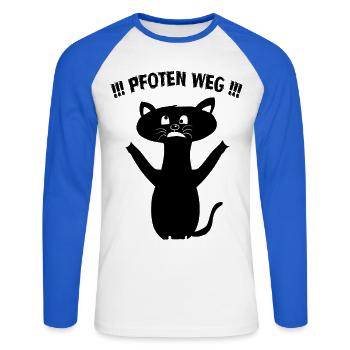 Pfoten weg - Unisex Baseballshirt langarm - Weiß/Royalblau - Vorne - Nik (191cm)