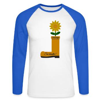 Flower Boots - Unisex Long Sleeve Baseball T-Shirt - white/royal blue - Front - Nik (191cm)