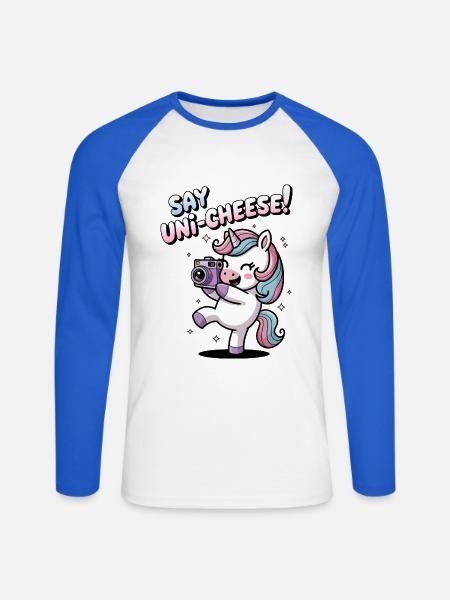 Say Uni-Cheese! - Unisex Long Sleeve Baseball T-Shirt - white/royal blue