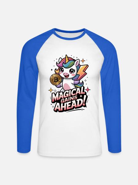 Magical Gains Ahead! - Unisex Long Sleeve Baseball T-Shirt - white/royal blue