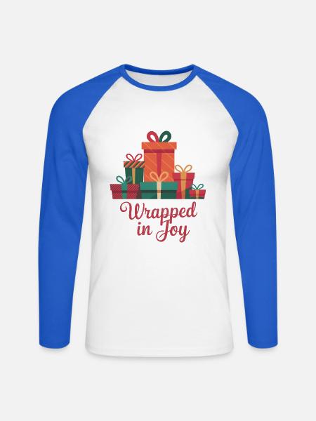 Eingehüllt in Freude - Unisex Baseballshirt langarm - Weiß/Royalblau