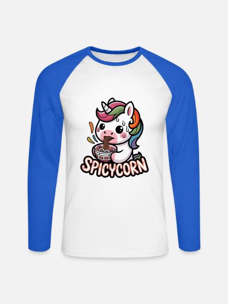 Spicycorn - Unisex Baseballshirt langarm - Weiß/Royalblau