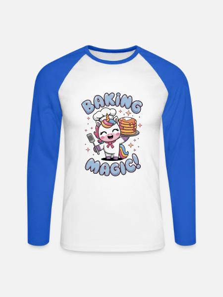 Baking Magic! - Unisex Long Sleeve Baseball T-Shirt - white/royal blue