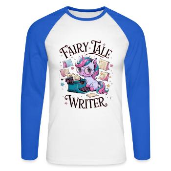 Fairy Tale Writer - Unisex Long Sleeve Baseball T-Shirt - white/royal blue - Front - Nik (191cm)