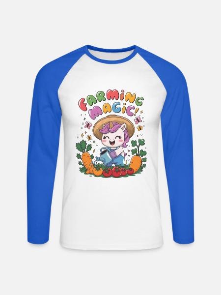 Farming Magic! - Unisex Long Sleeve Baseball T-Shirt - white/royal blue