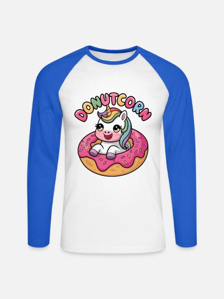 Maïs de beignet - T-shirt baseball manches longues Homme - blanc/bleu royal