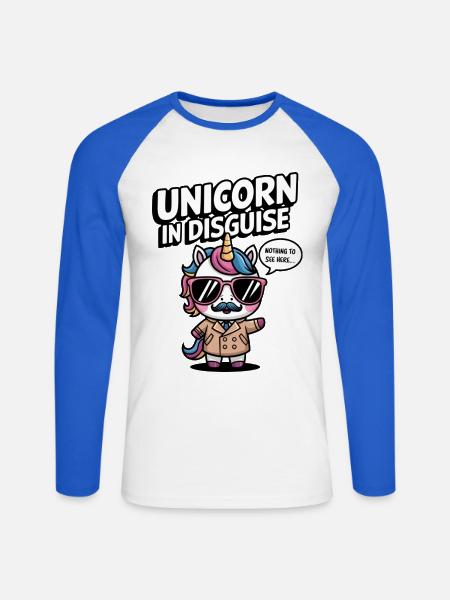 Unverkleidetes Einhorn - Unisex Baseballshirt langarm - Weiß/Royalblau