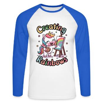 Creating Rainbows - Unisex Long Sleeve Baseball T-Shirt - white/royal blue - Front - Nik (191cm)