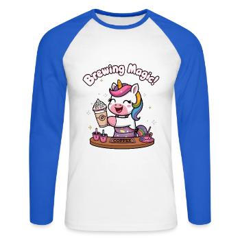 Brauen von Magie! - Unisex Baseballshirt langarm - Weiß/Royalblau - Vorne - Nik (191cm)