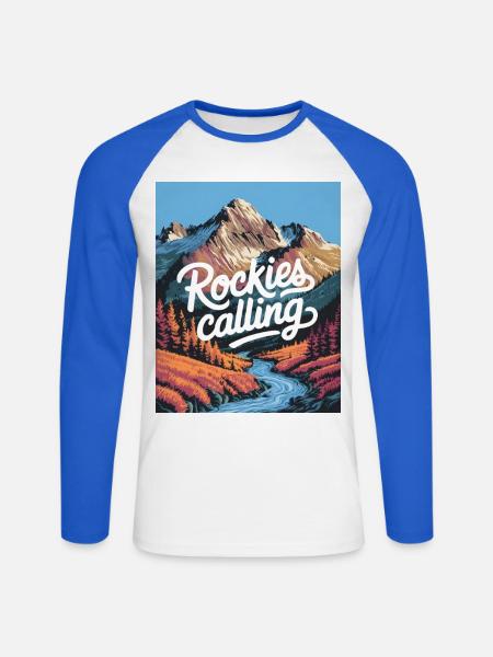 Rockies Calling - Unisex Long Sleeve Baseball T-Shirt - white/royal blue