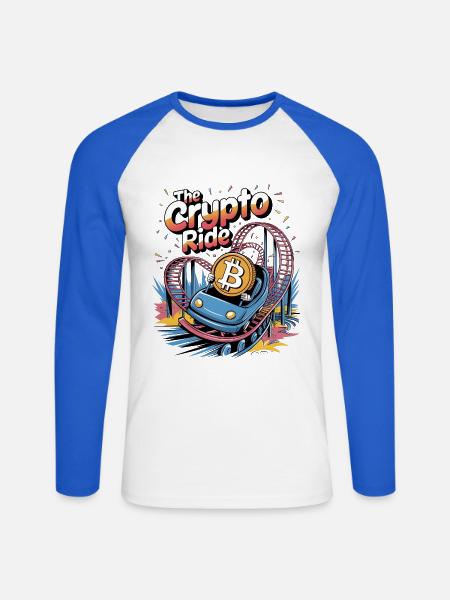The Crypto Ride - Unisex Long Sleeve Baseball T-Shirt - white/royal blue