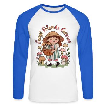 Fungi Friends für immer - Unisex Baseballshirt langarm - Weiß/Royalblau - Vorne - Nik (191cm)
