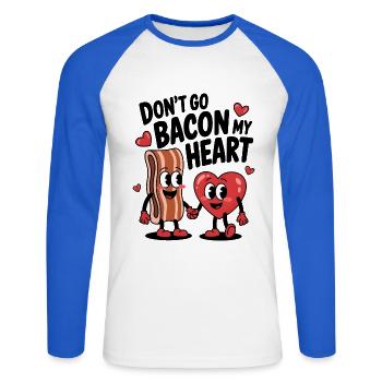 Don't Go Bacon My Heart - Unisex Baseballshirt langarm - Weiß/Royalblau - Vorne - Nik (191cm)
