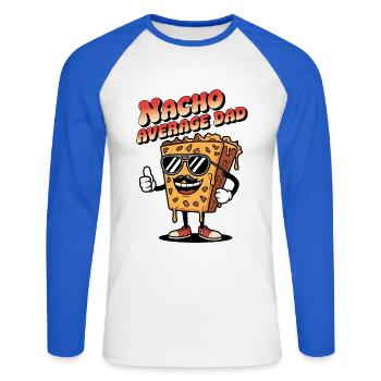 Nacho Average Dad - Unisex Long Sleeve Baseball T-Shirt - white/royal blue - Front - Nik (191cm)