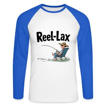 Reel laxiste - T-shirt baseball manches longues Homme - blanc/bleu royal - Devant - Nik (191cm)