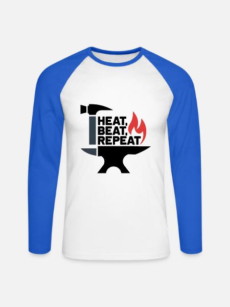 Heat, Beat, Repeat - Unisex Long Sleeve Baseball T-Shirt - white/royal blue