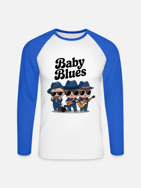 Baby Blues - T-shirt baseball manches longues Homme - blanc/bleu royal